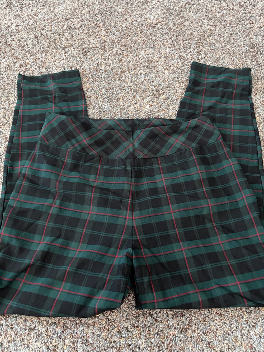 Plaid Women's Trousers - Green/Black